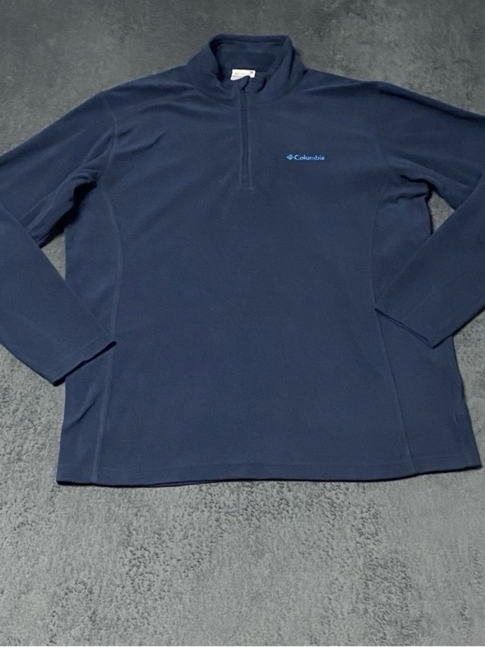 Columbia Fleece Klamath Range II Sweater Mens L Blue 1/4 Zip Pullover Mock Neck